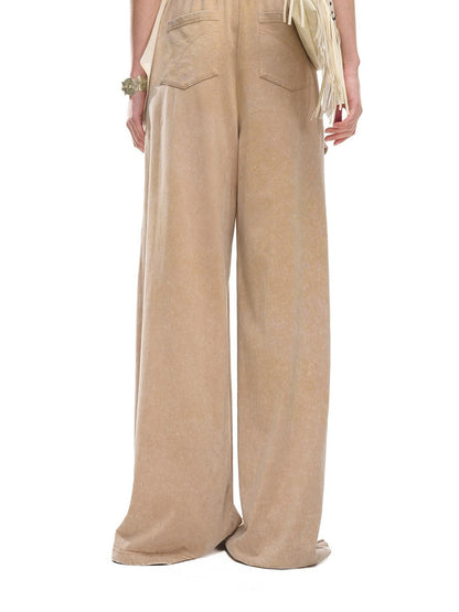 NORTH NODE Washed Faded Drawstring Pleated 3d Pockets Women&