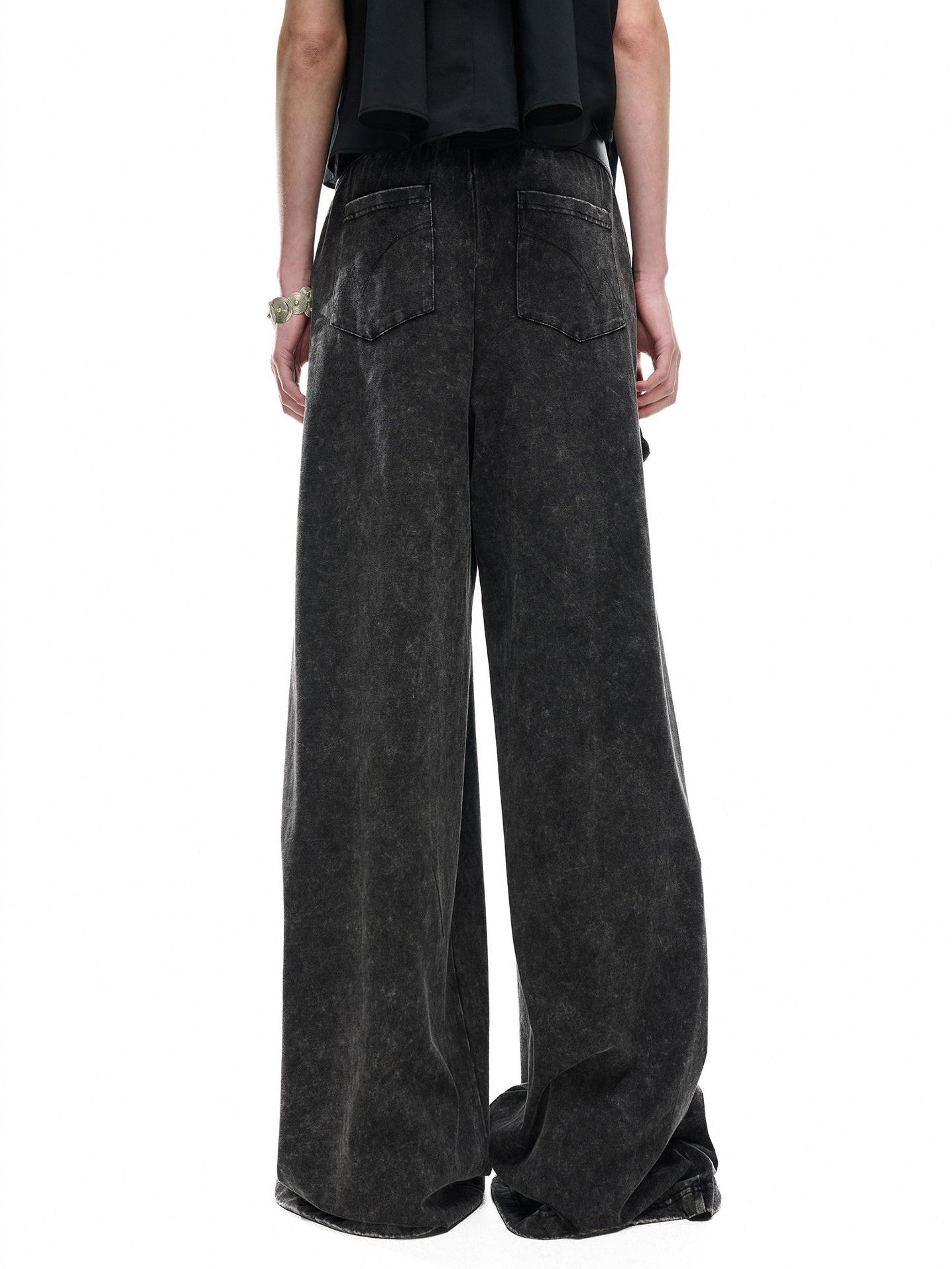 NORTH NODE Washed Faded Drawstring Pleated 3d Pockets Women&
