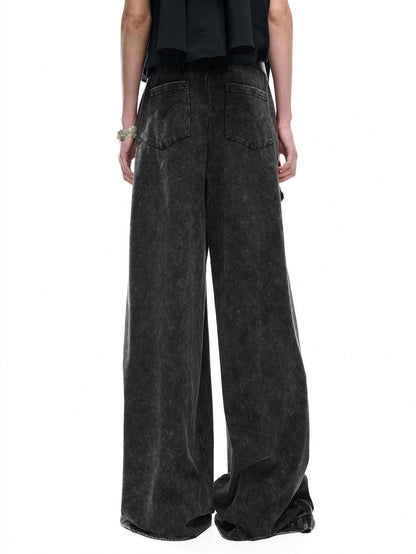 NORTH NODE Washed Faded Drawstring Pleated 3d Pockets Women&