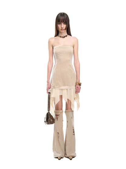 NORTH NODE Washed Faded Ruffle Chiffon Spliced Women&