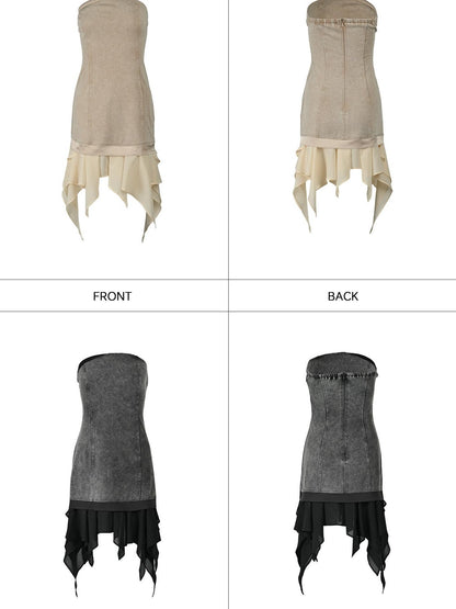 NORTH NODE Washed Faded Ruffle Chiffon Spliced Women&