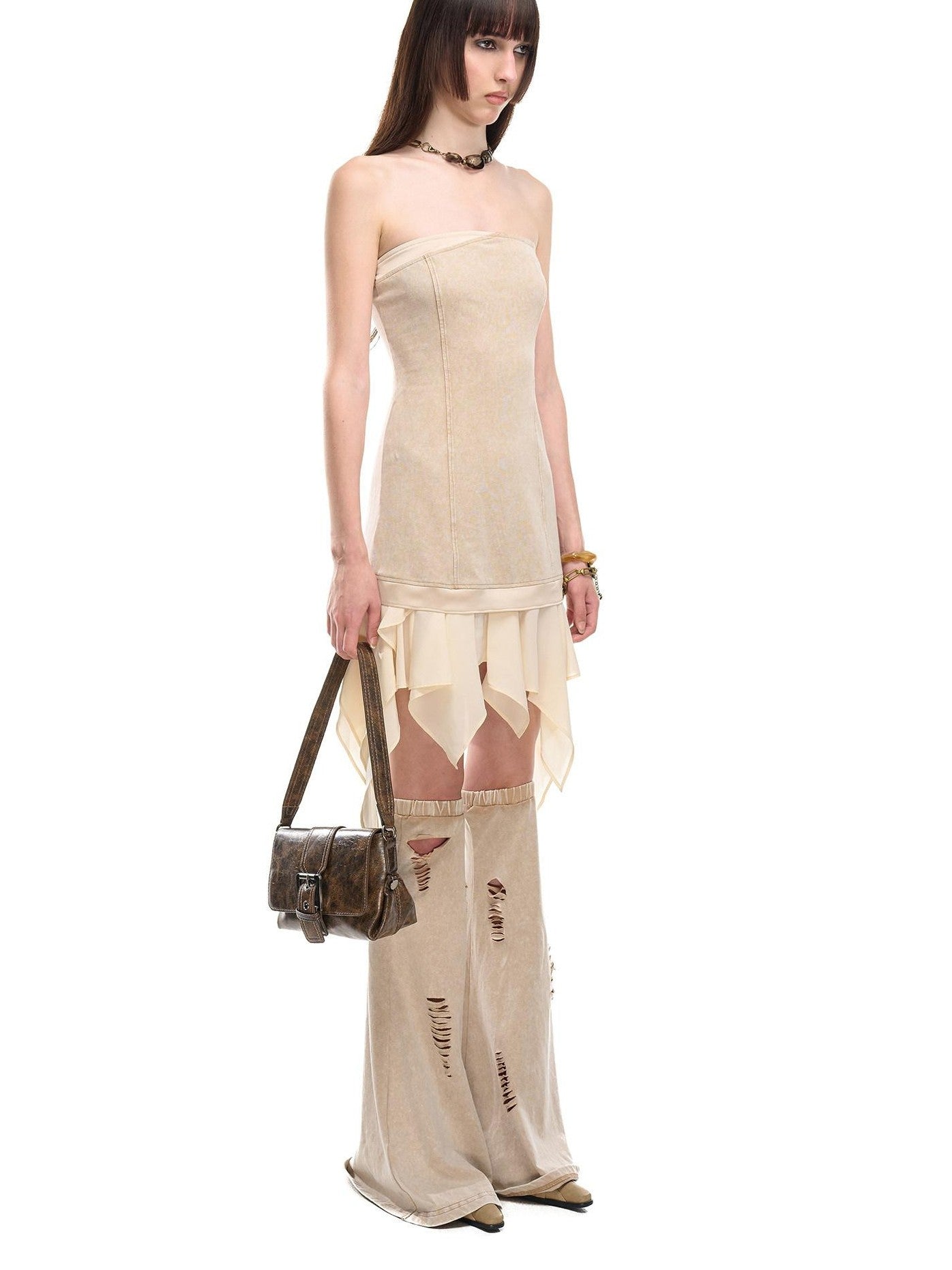 NORTH NODE Washed Faded Ruffle Chiffon Spliced Women&