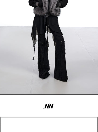 NORTH NODE Washed Faux Fur Patchwork Hooded Women&