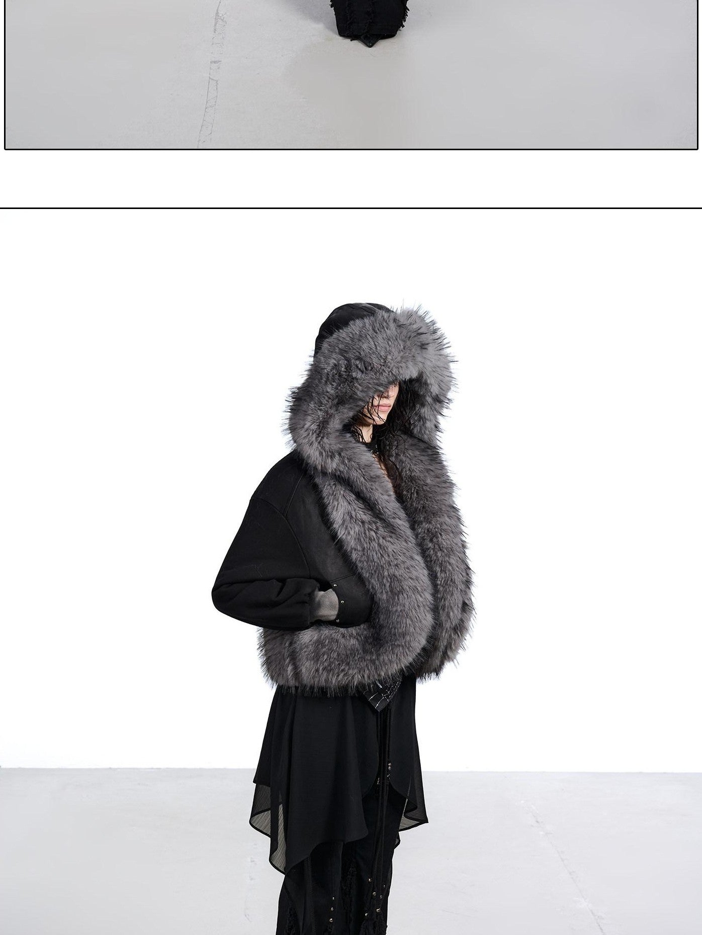 NORTH NODE Washed Faux Fur Patchwork Hooded Women&