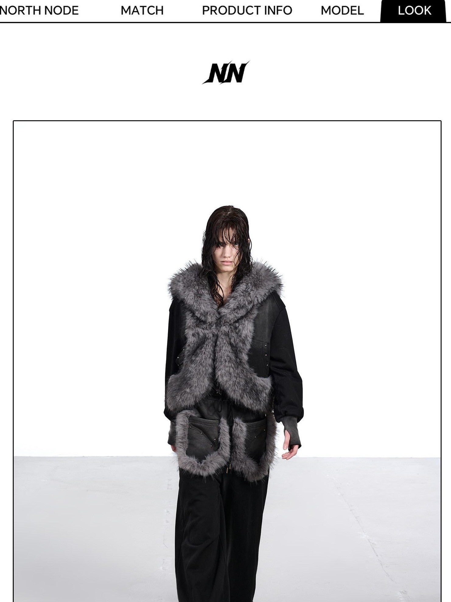 NORTH NODE Washed Faux Fur Patchwork Hooded Women&