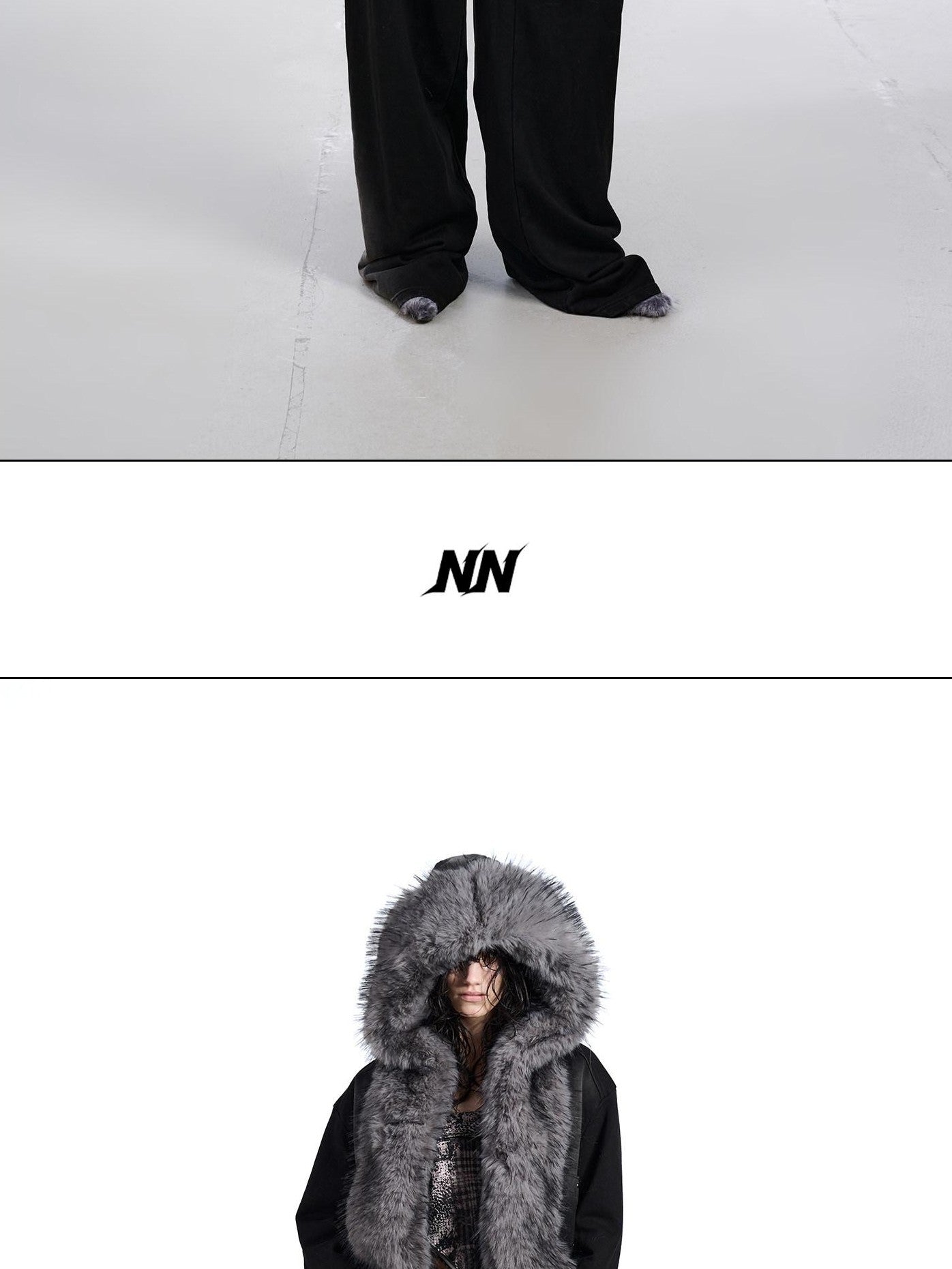 NORTH NODE Washed Faux Fur Patchwork Hooded Women&