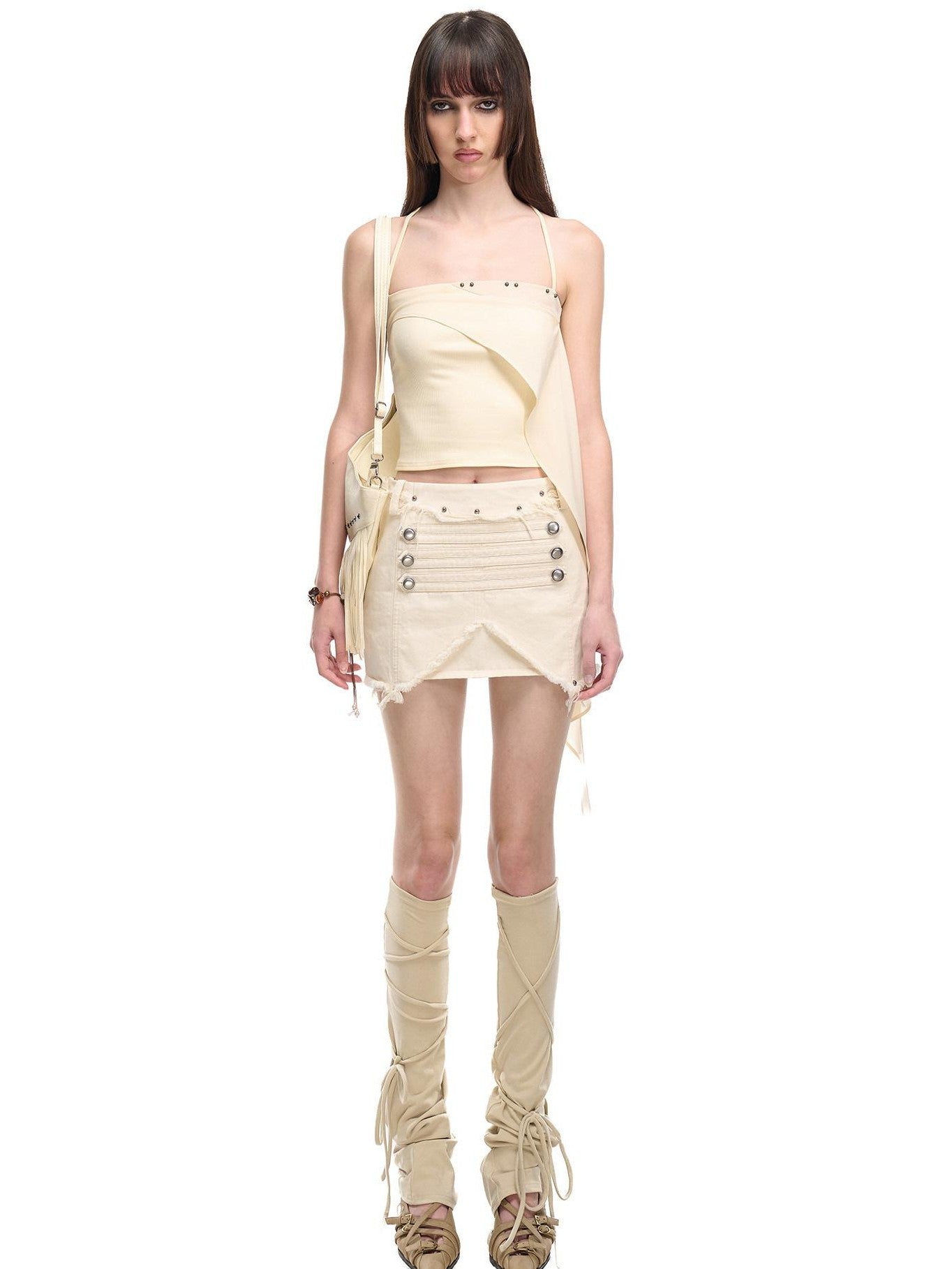 NORTH NODE Washed Fishtail Front Slit Metal Women&