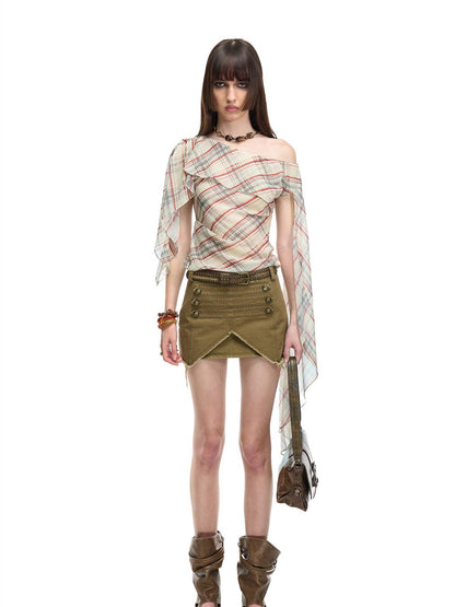 NORTH NODE Washed Fishtail Front Slit Metal Women&