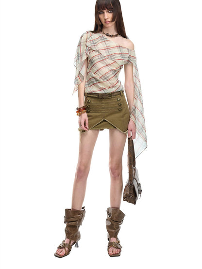 NORTH NODE Washed Fishtail Front Slit Metal Women&