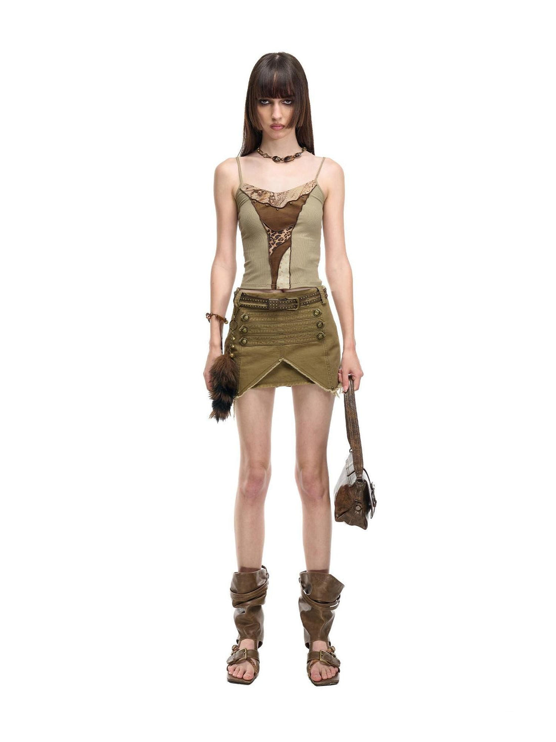 NORTH NODE Washed Fishtail Front Slit Metal Women&
