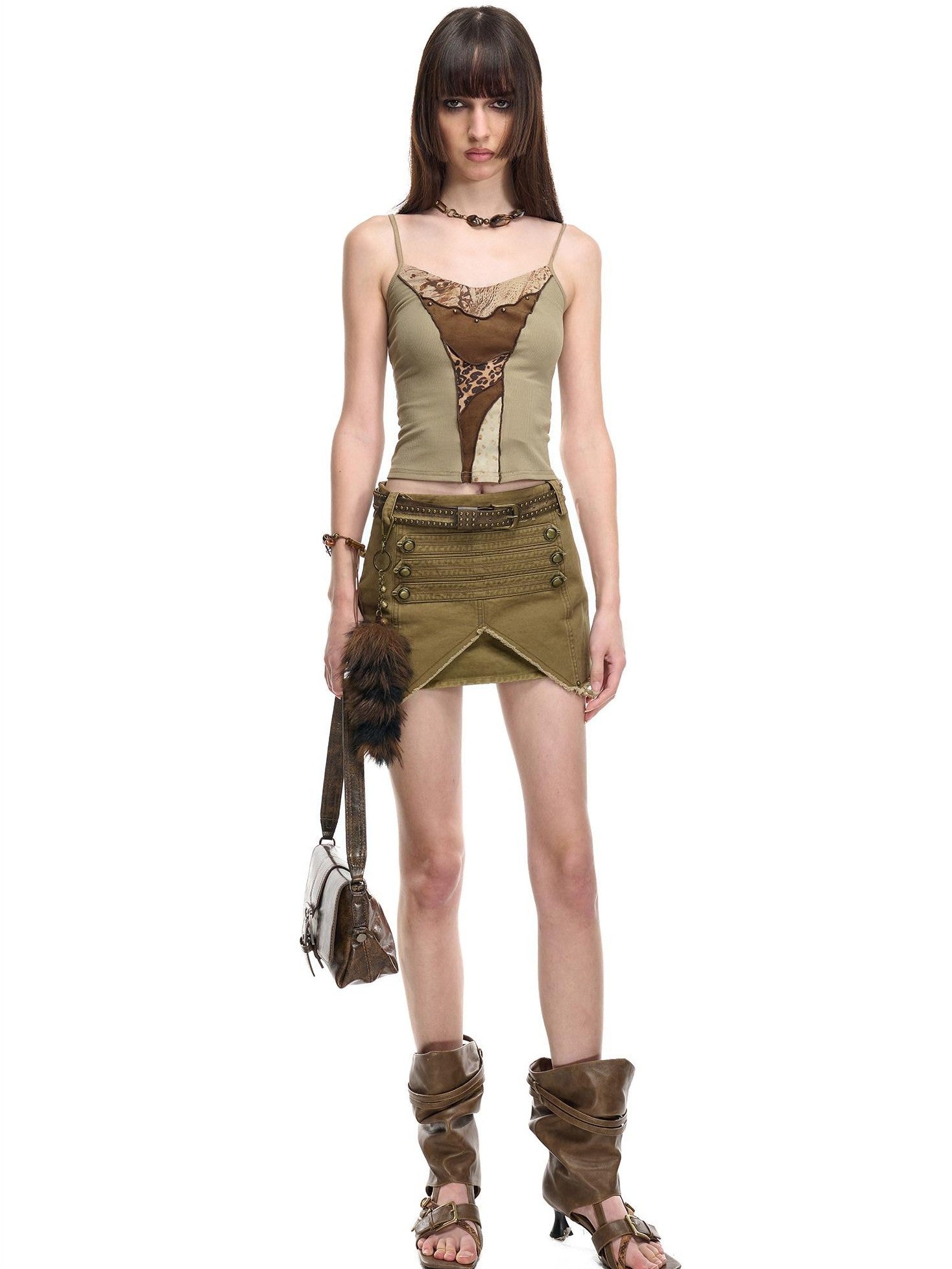 NORTH NODE Washed Fishtail Front Slit Metal Women&