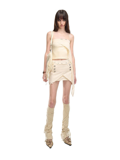 NORTH NODE Washed Fishtail Front Slit Metal Women&