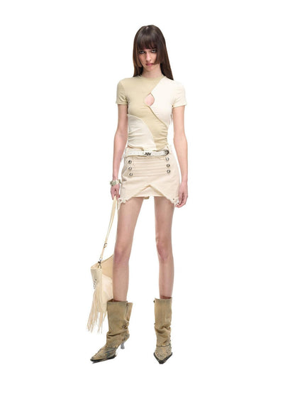 NORTH NODE Washed Fishtail Front Slit Metal Women&