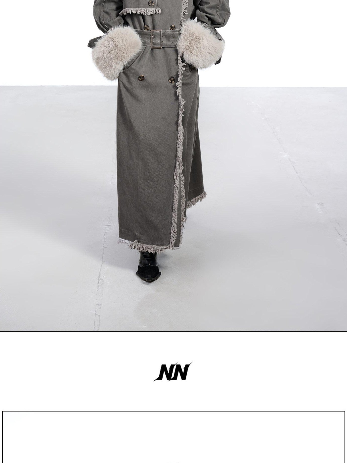 NORTH NODE Washed Fur Collar Detachable Inner Fur Lining Women&
