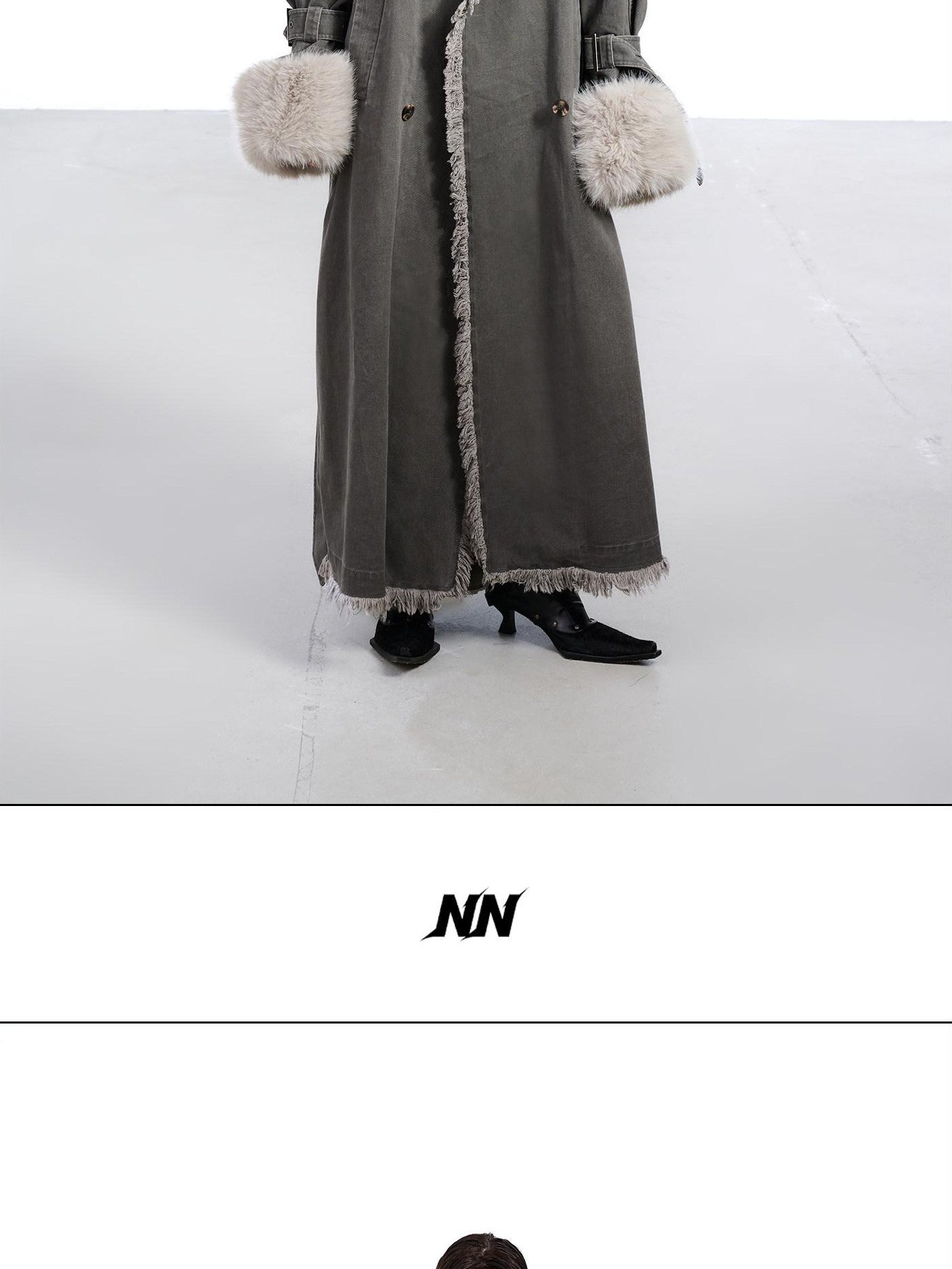 NORTH NODE Washed Fur Collar Detachable Inner Fur Lining Women&
