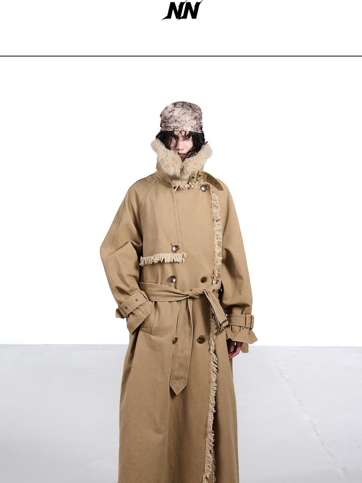 NORTH NODE Washed Fur Collar Detachable Inner Fur Lining Women&