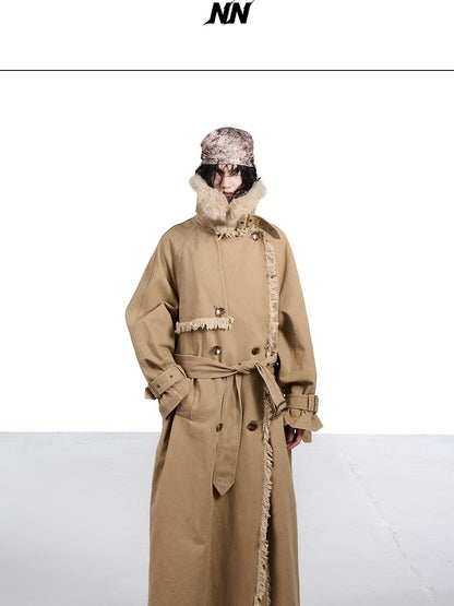 NORTH NODE Washed Fur Collar Detachable Inner Fur Lining Women&