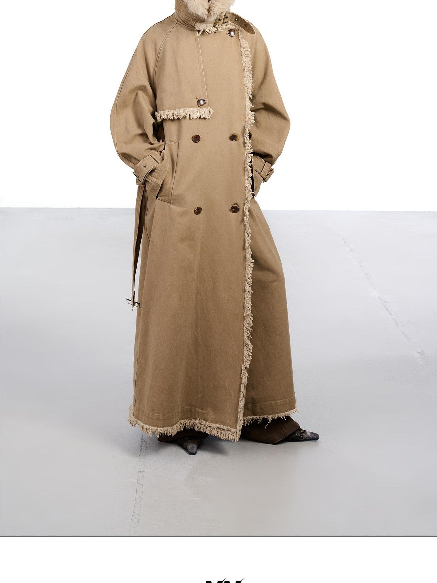 NORTH NODE Washed Fur Collar Detachable Inner Fur Lining Women&