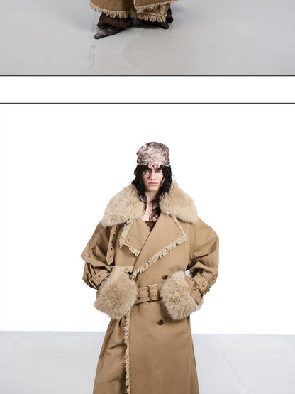 NORTH NODE Washed Fur Collar Detachable Inner Fur Lining Women&