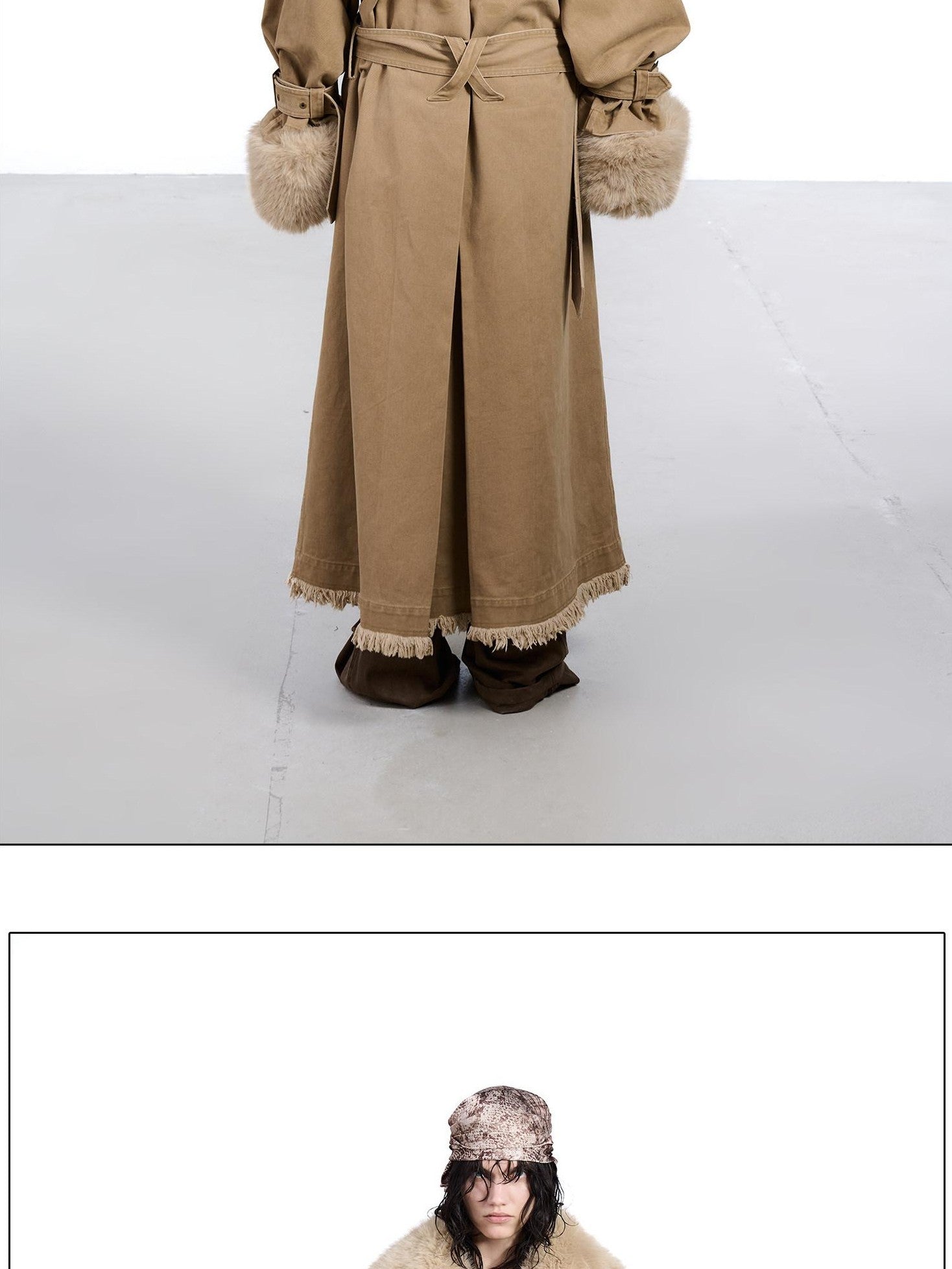 NORTH NODE Washed Fur Collar Detachable Inner Fur Lining Women&