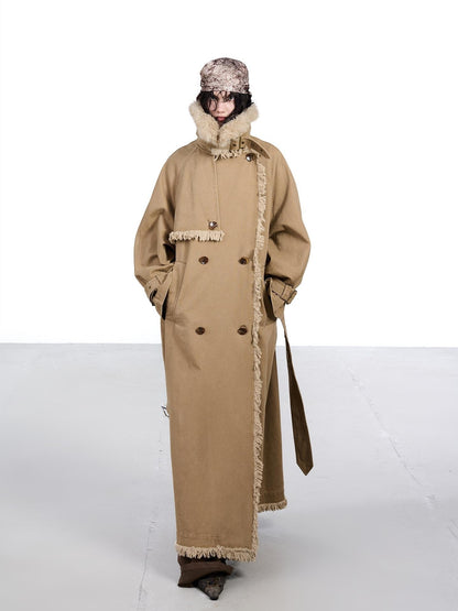 NORTH NODE Washed Fur Collar Detachable Inner Fur Lining Women&