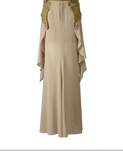 NORTH NODE Washed Khaki Panelled Ruffle Aline Women&