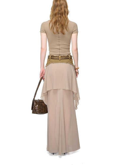 NORTH NODE Washed Khaki Panelled Ruffle Aline Women&