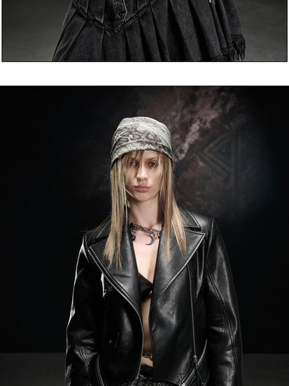 NORTH NODE Washed Lychee Texture Lapel Slim Fit Multiple Pockets Women&