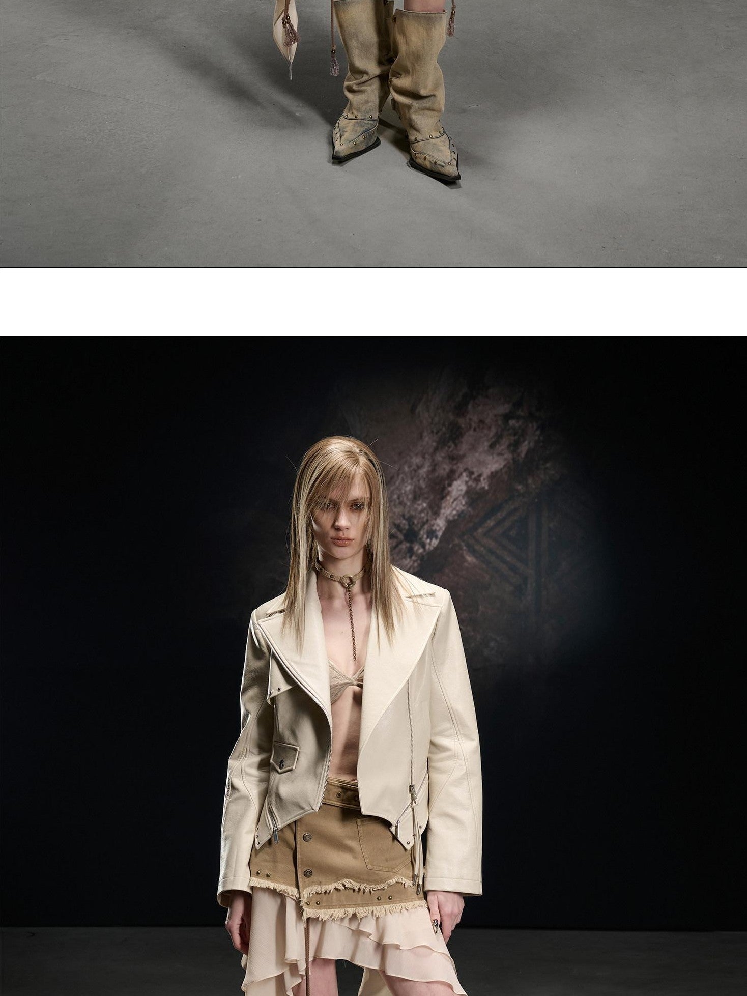 NORTH NODE Washed Lychee Texture Lapel Slim Fit Multiple Pockets Women&