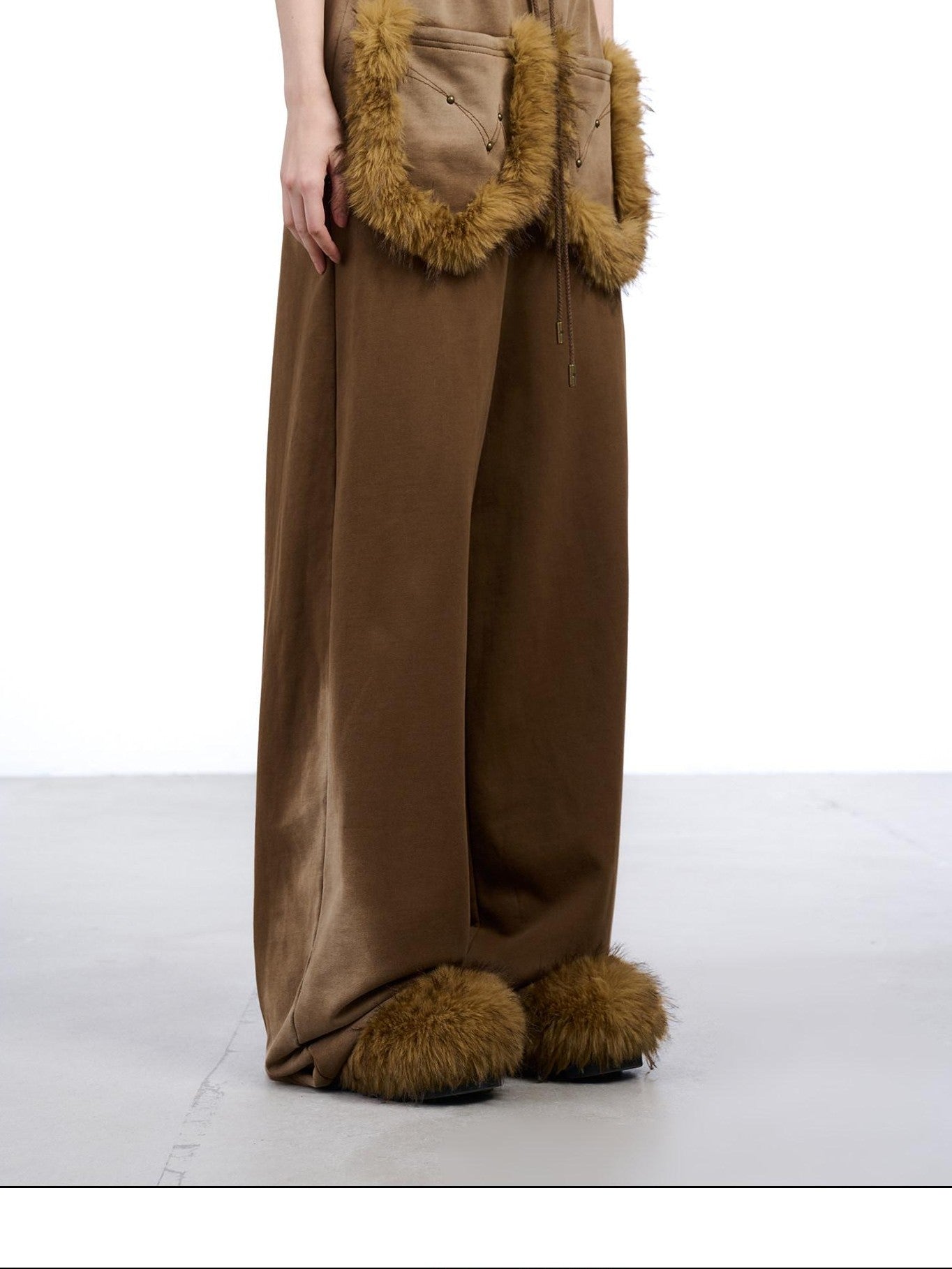 NORTH NODE Washed Patchwork Faux Fur Big Pocket Women&