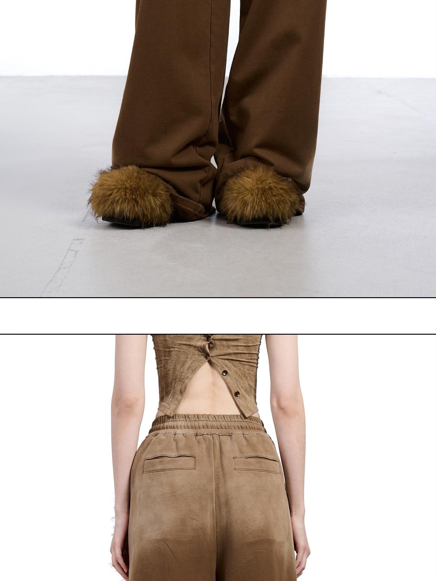 NORTH NODE Washed Patchwork Faux Fur Big Pocket Women&