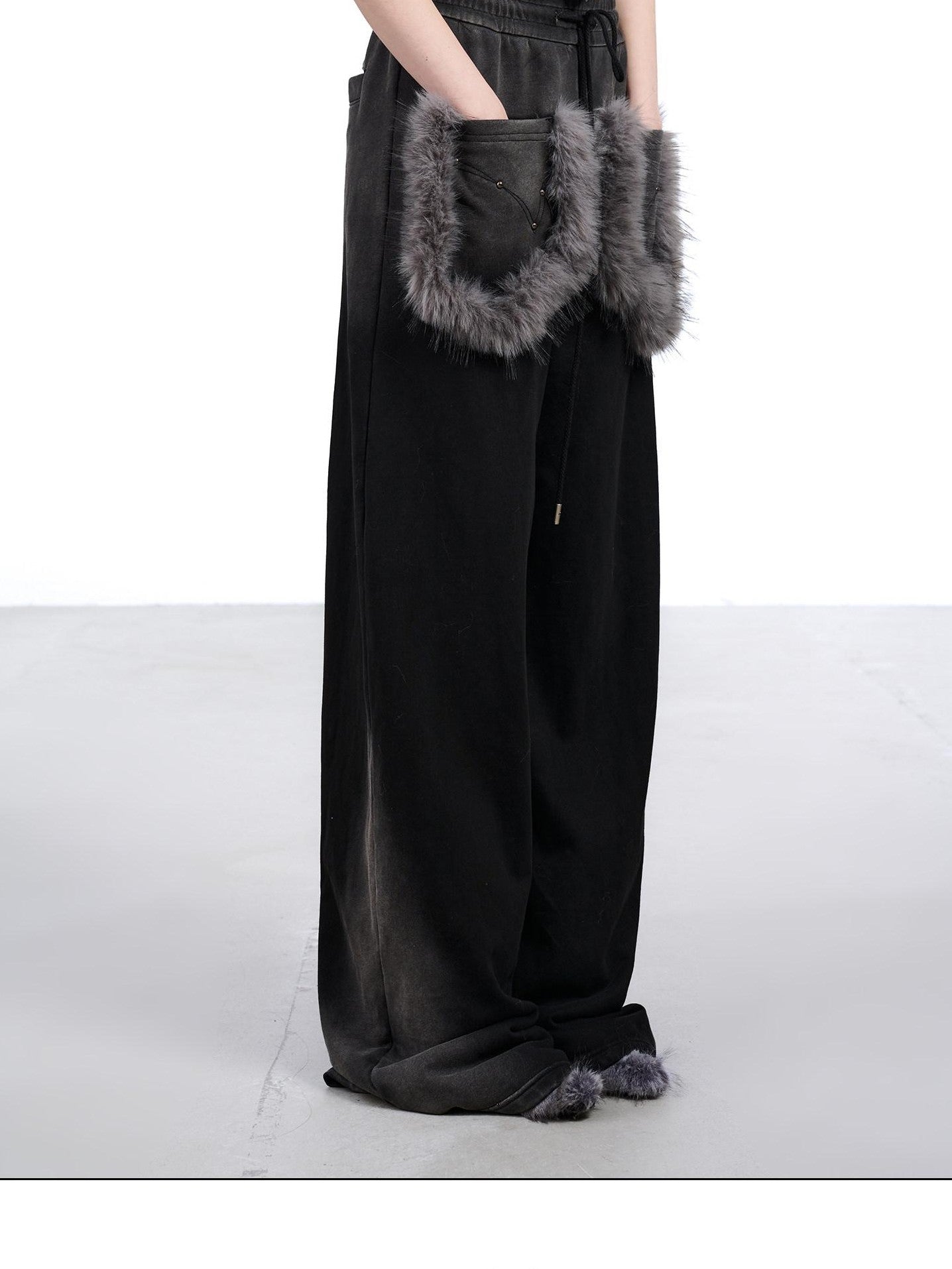 NORTH NODE Washed Patchwork Faux Fur Big Pocket Women&