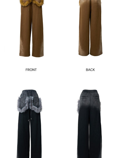NORTH NODE Washed Patchwork Faux Fur Big Pocket Women&