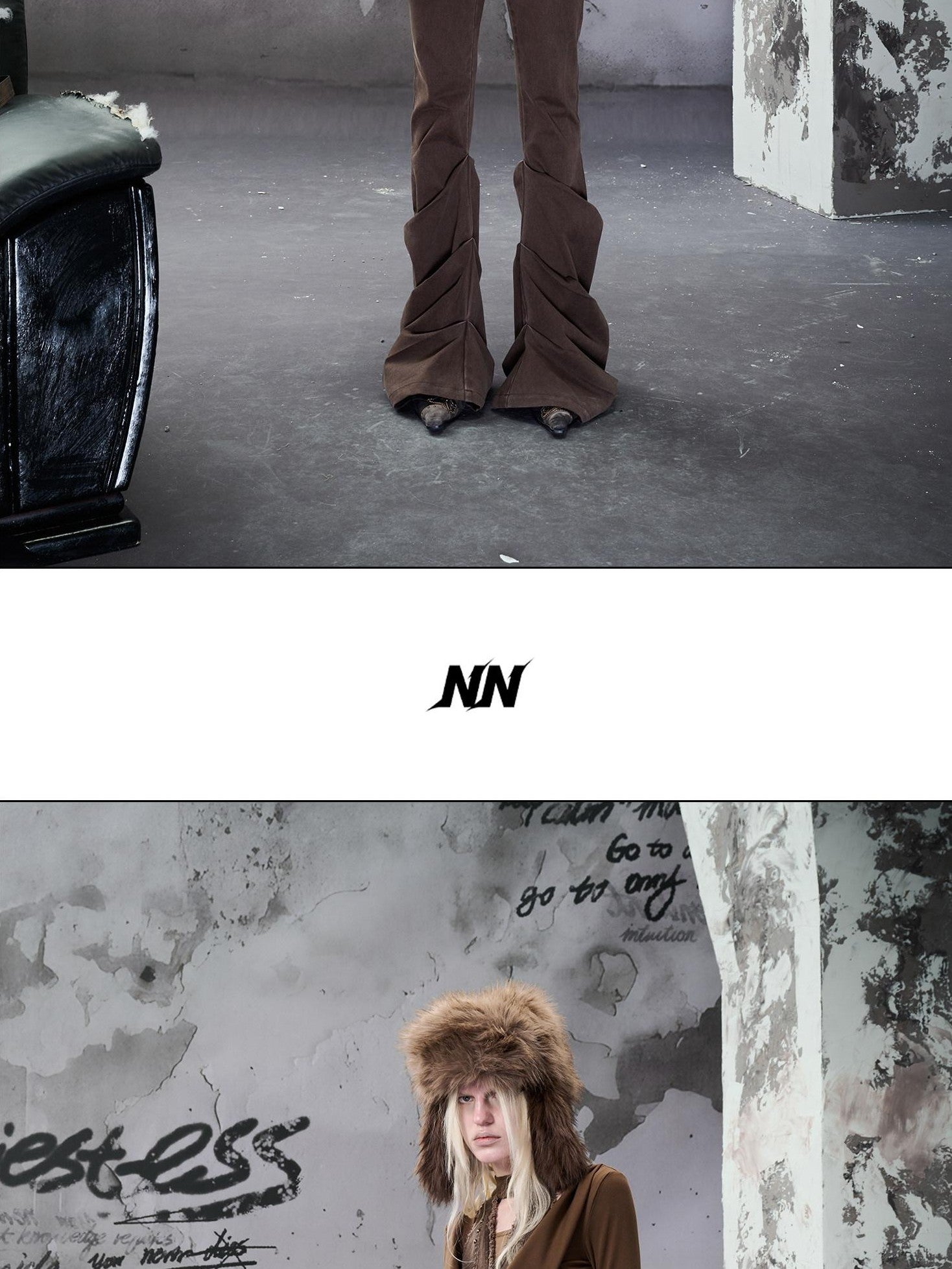 NORTH NODE Washed Patchwork Scoop Neck Knit Women&