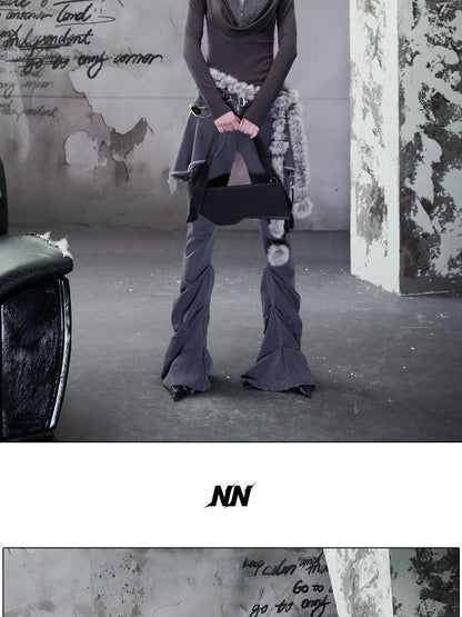 NORTH NODE Washed Patchwork Scoop Neck Knit Women&