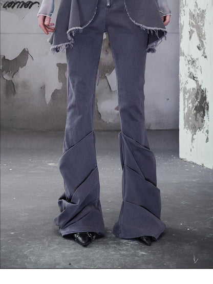 NORTH NODE Washed Pleated Detachable Waist Belt Women&