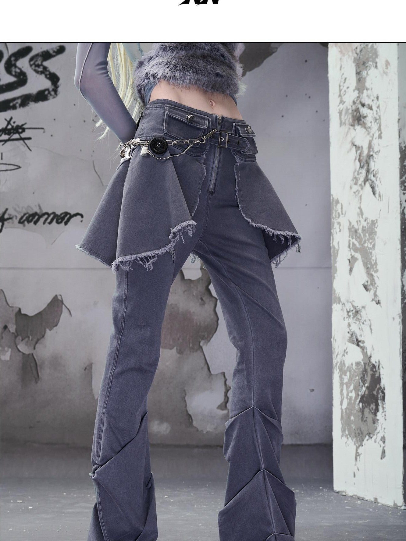 NORTH NODE Washed Pleated Detachable Waist Belt Women&