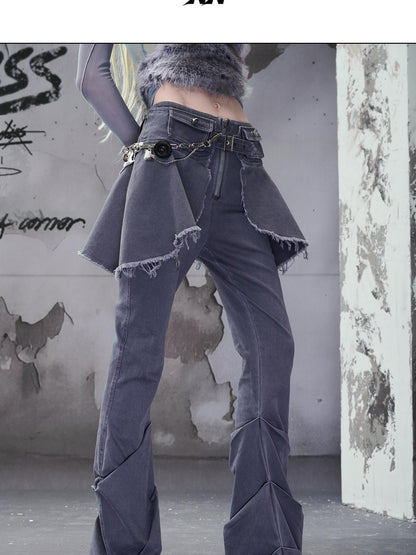 NORTH NODE Washed Pleated Detachable Waist Belt Women&