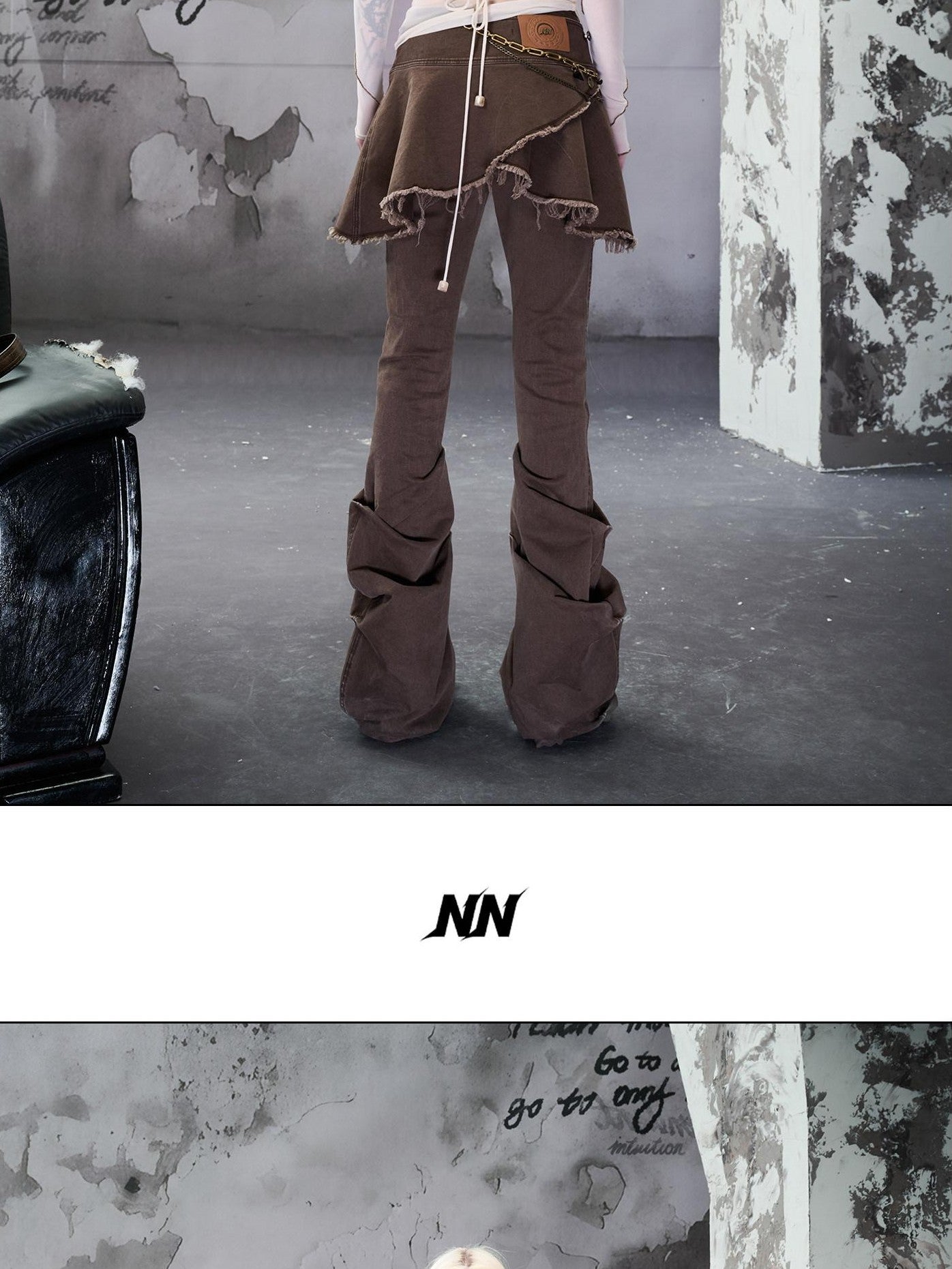 NORTH NODE Washed Pleated Detachable Waist Belt Women&