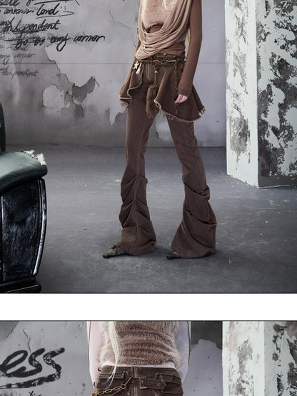 NORTH NODE Washed Pleated Detachable Waist Belt Women&