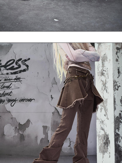 NORTH NODE Washed Pleated Detachable Waist Belt Women&