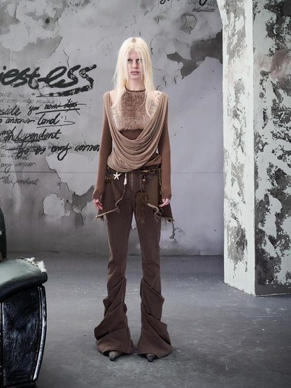 NORTH NODE Washed Pleated Detachable Waist Belt Women&
