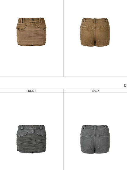 NORTH NODE Washed Pleated Patchwork Slim Fit Cotton Women&