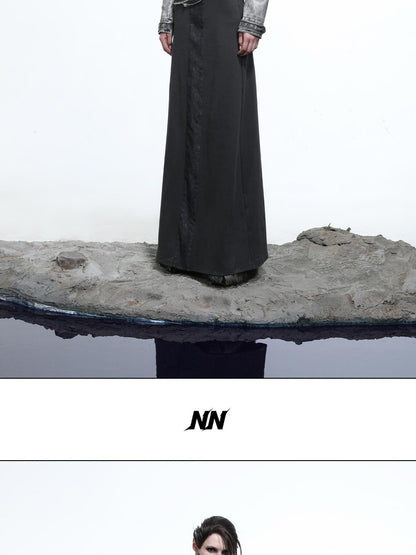 NORTH NODE Washed Pu Cropped Zip Moto Women&