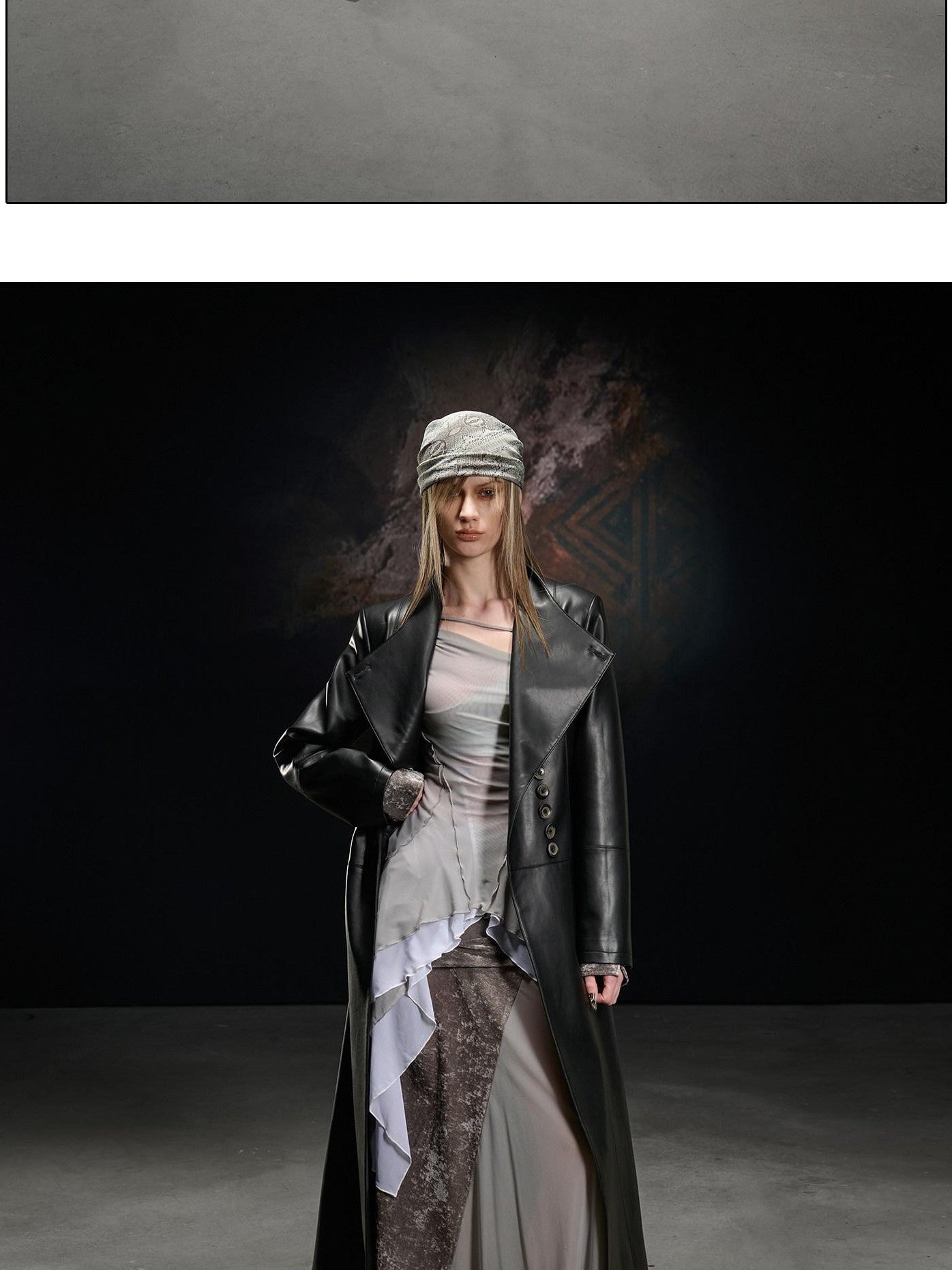NORTH NODE Washed Pu Leather Lychee Grain V-neck Single Row Buttons Women&