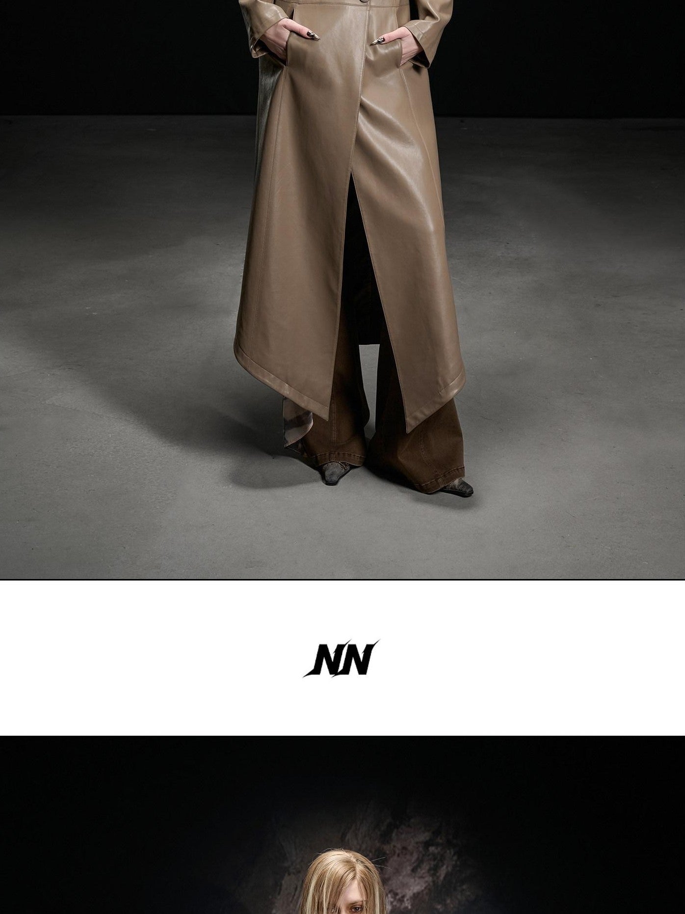 NORTH NODE Washed Pu Leather Lychee Grain V-neck Single Row Buttons Women&