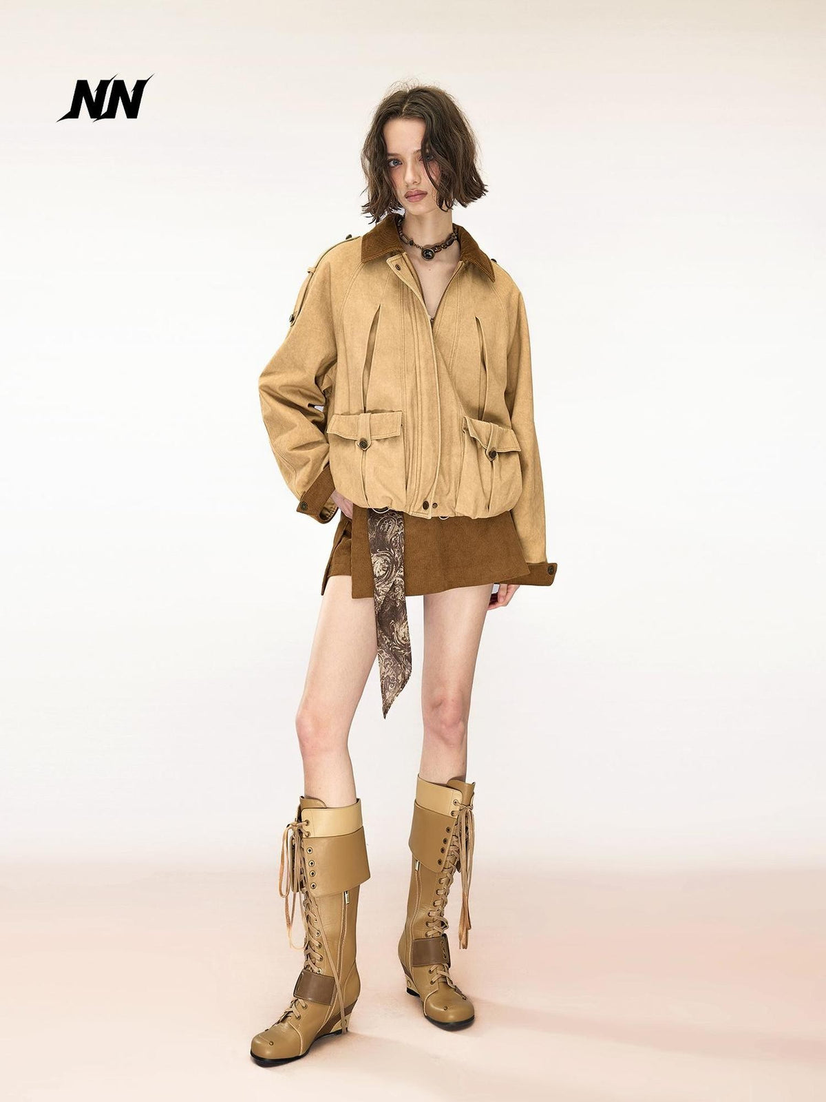 NORTH NODE Washed Quilted Colorblock Padded Women&