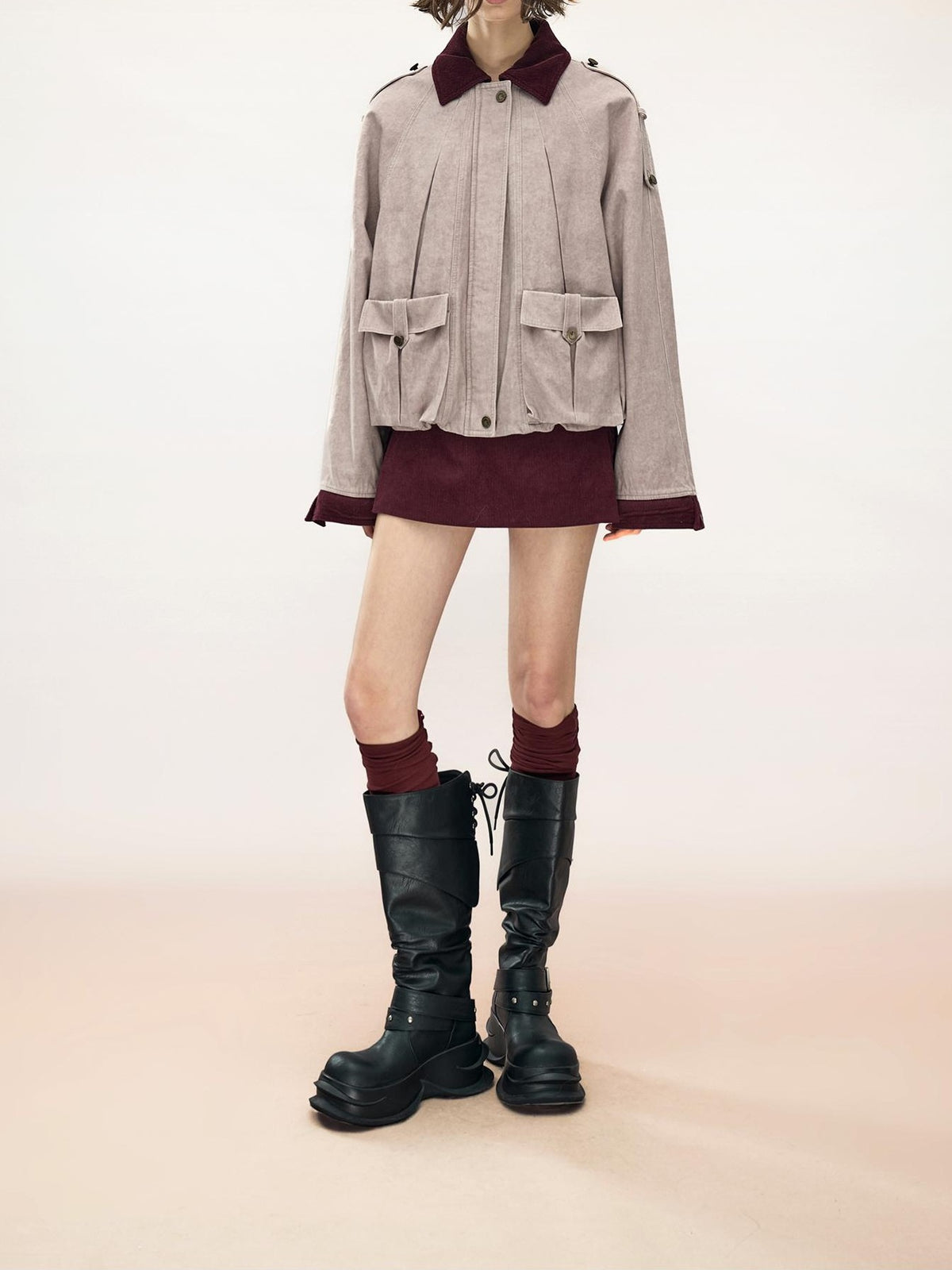 NORTH NODE Washed Quilted Colorblock Padded Women&