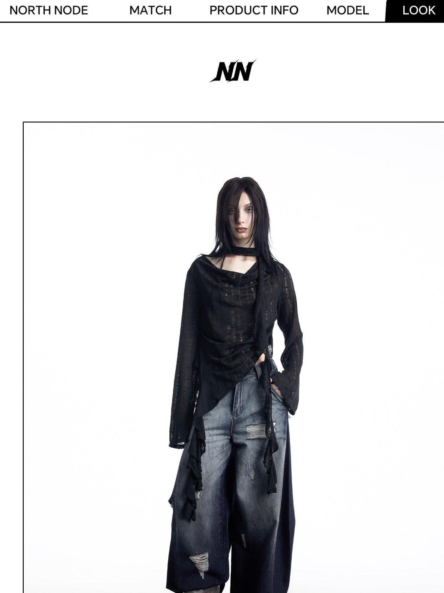 NORTH NODE Wasteland Asymmetric Lotus Ruffle Women&