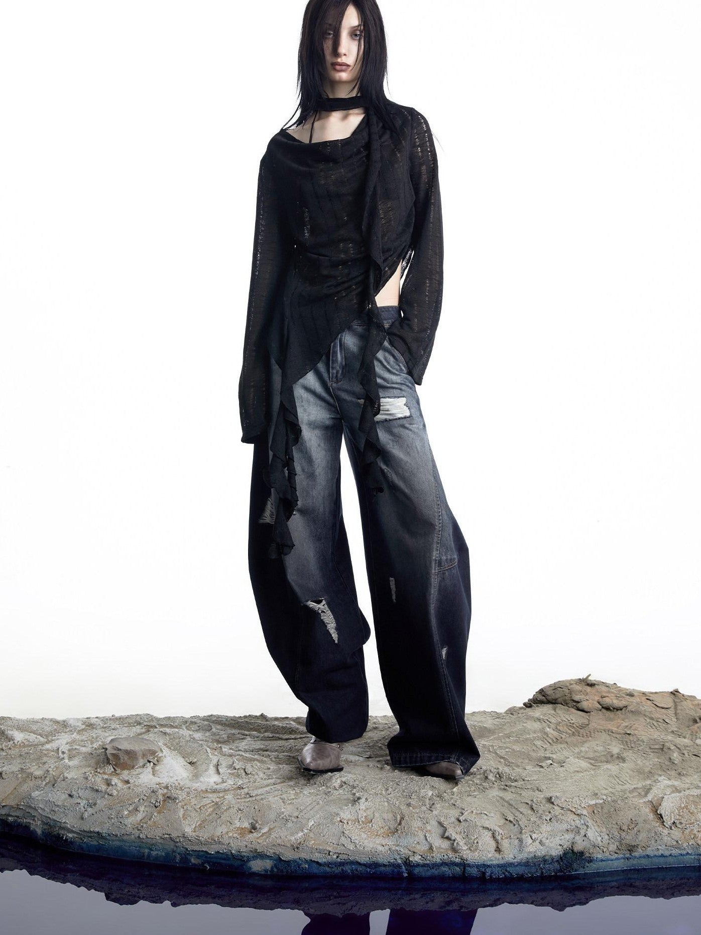 NORTH NODE Wasteland Asymmetric Lotus Ruffle Women&